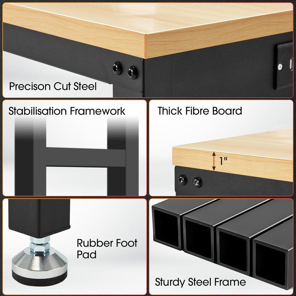 48” Adjustable Workbench，Heavy Duty Wood Work Bench 2000 Lbs Load Capacity,Work