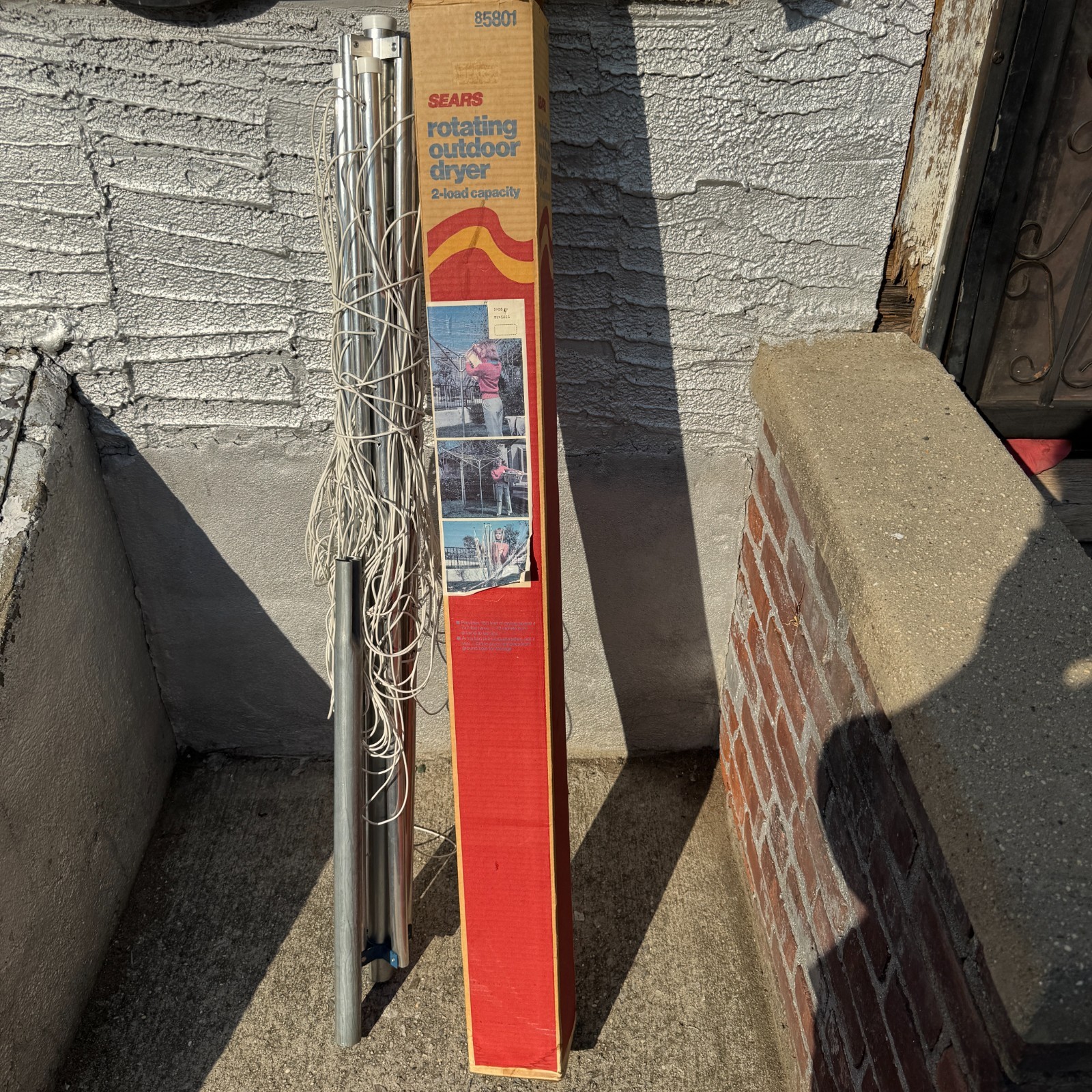 Vintage 7ft Sears Rotating Dryer Pole Clothesline Clothes Outdoor Drying Laundry