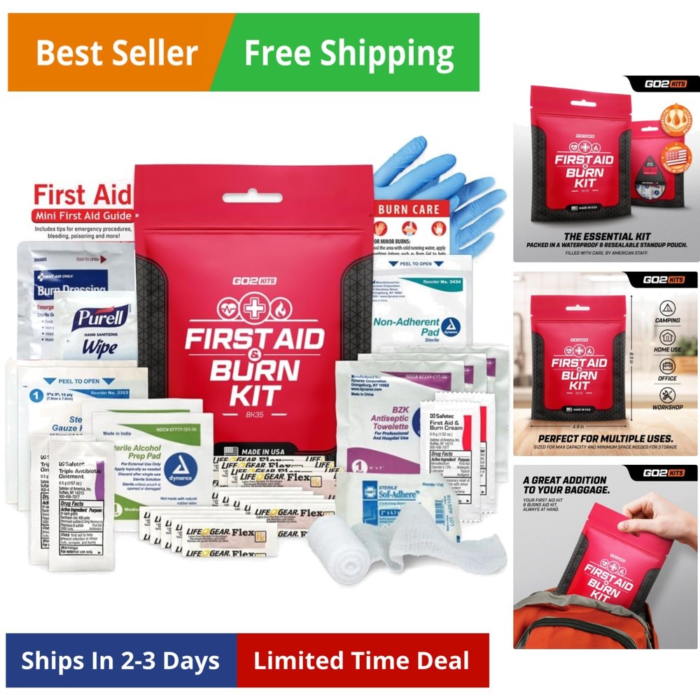 Advanced First Aid & Burn Kit, Comprehensive Burn First Aid Kit with Dressing...