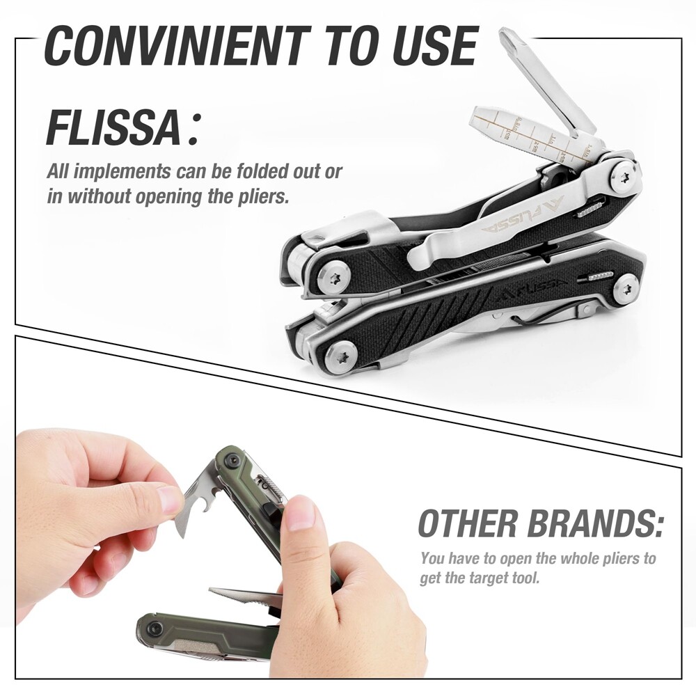 Self-locking Utility Multitools 16-in-1 Multi Tool Stainless Pocket Knife Pliers