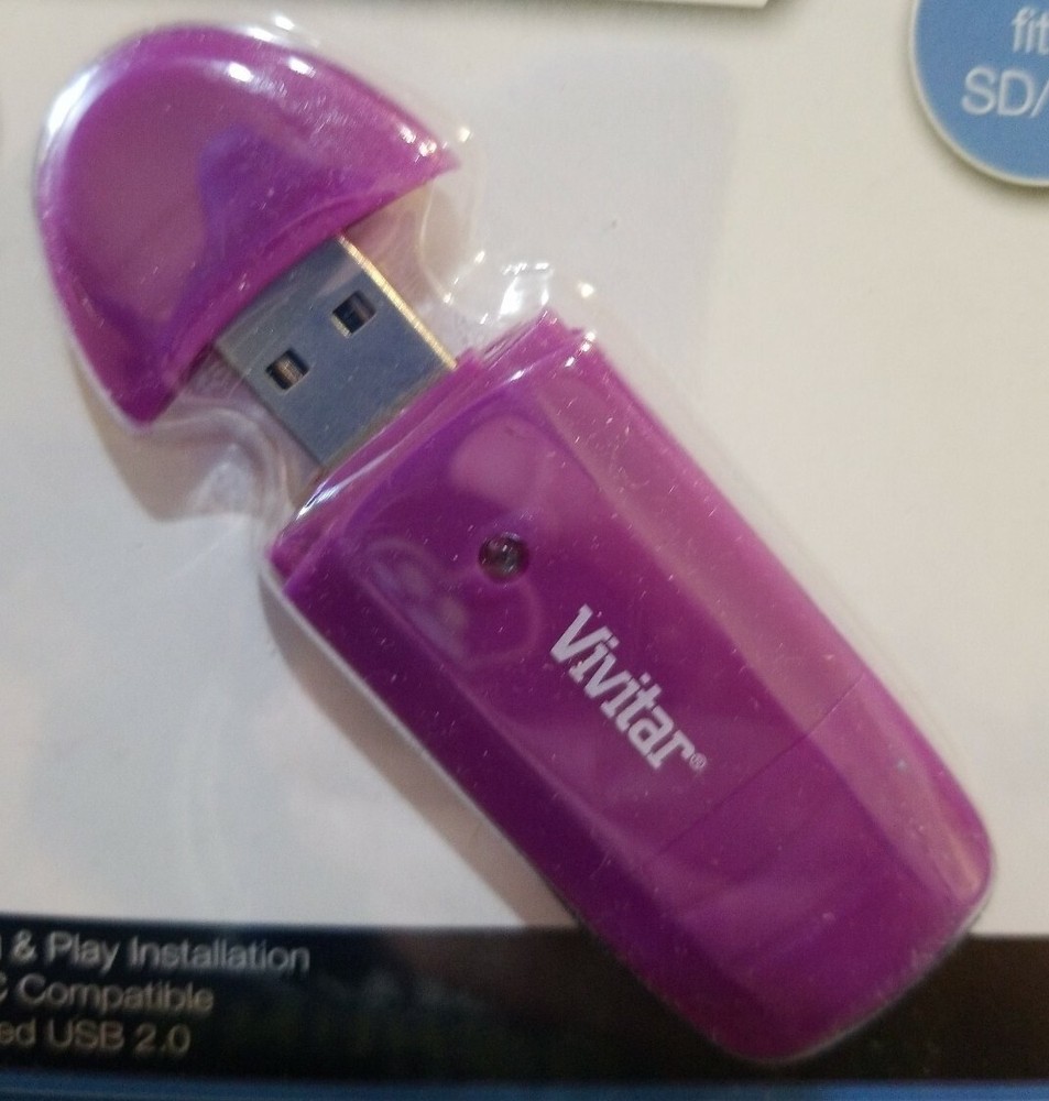Vivitar Secure Digital Card Reader/ Writer VIV-CR-35 MAC & PC Compatible Purple