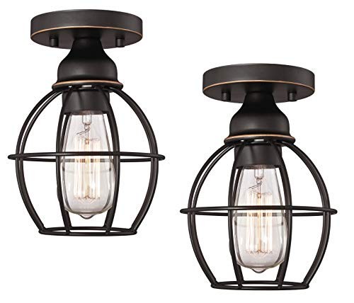 Semi Flush Mount Ceiling Light Fixture, E26 Medium Base MAX 60W, Metal Bronze