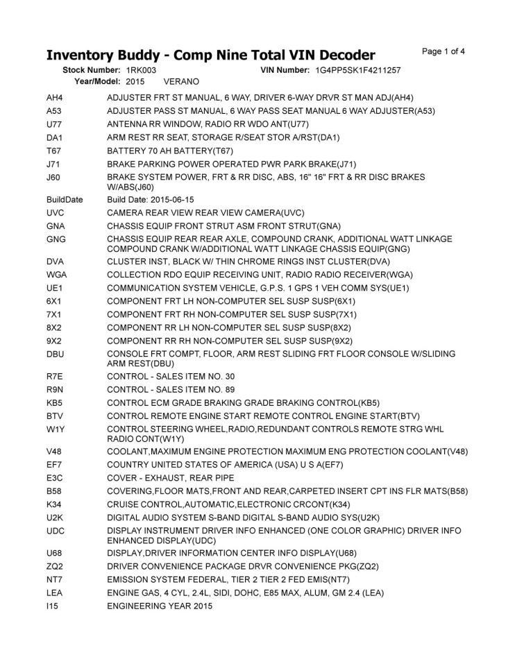 Driver Left Quarter Panel Fits 12-17 VERANO 104929497