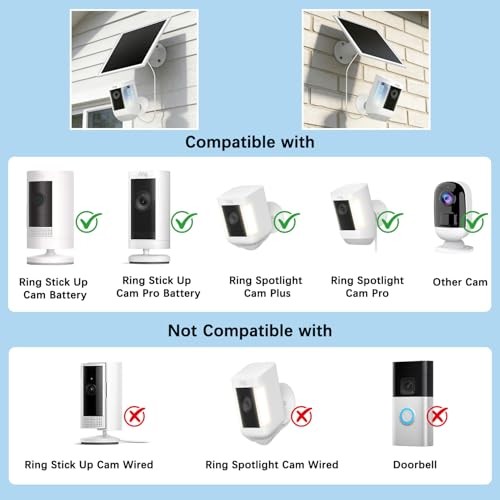 6W Solar Panel for Ring Camera, Charger white-1Pack, white-1Pack