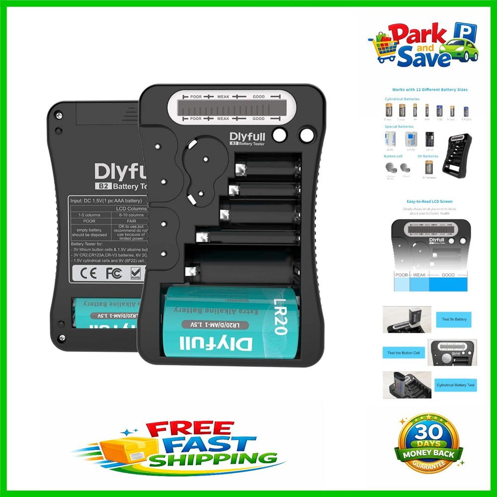 Universal Battery Tester with LCD Display - Quick Identification for All Types