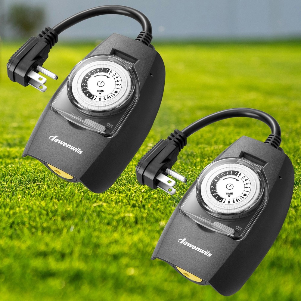 2 Pack Outdoor Programmable Timer Waterproof 24 Hour for Holiday Lighting