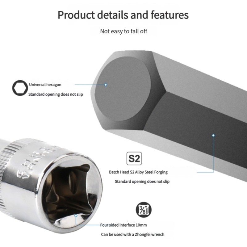 Practical 3/8" Hex Bit Sockets Kit 20PCS Extra Deep Design in Stable Steel