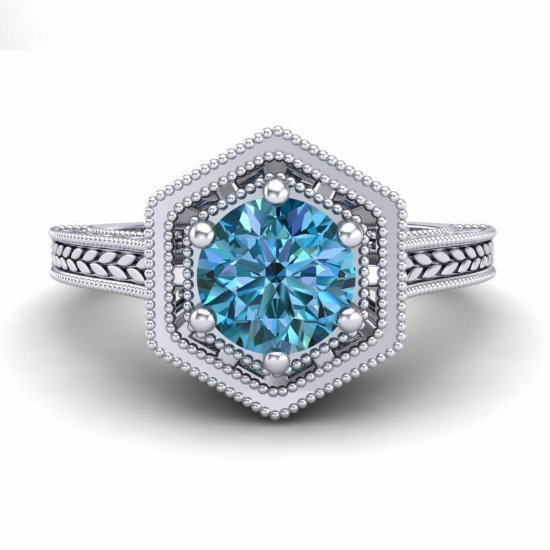 Art Deco Crown Filigree Scrolls Solitaire