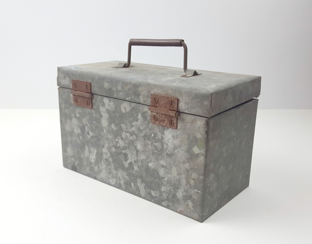 Vintage Galvanized Metal Tool Box
