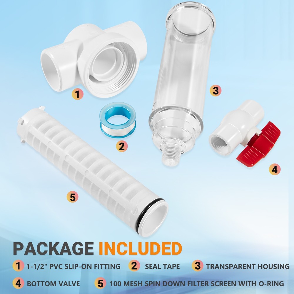 Replace For Rusco/Vu-Flow 1-1/2" Spin Down Filter 100 Mesh Sediment Water Filter