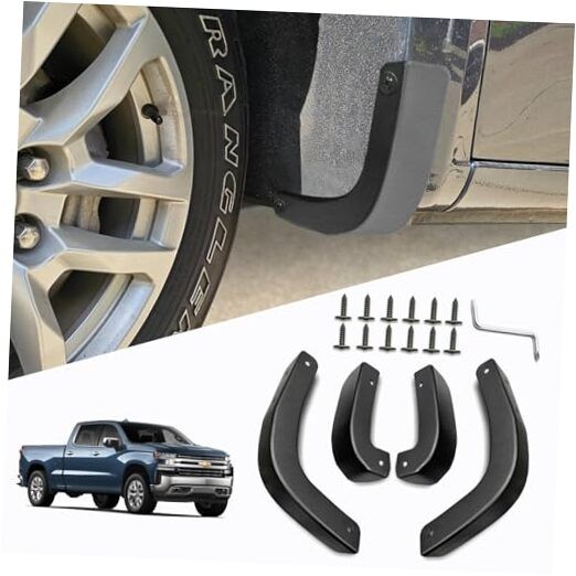 Mud Flap Deletes for Chevy Silverado - Front & Rear Mud Flap Replacement Kit