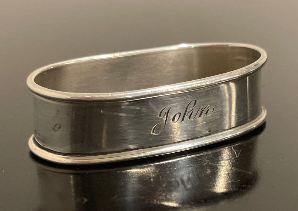 STERLING SILVER NAPKIN RING ENGRAVED “JOHN” by S&B
