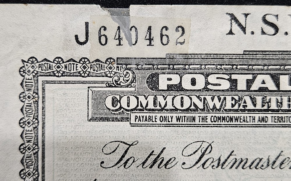 1953 Australian Postal Note One Shilling N.S.W.