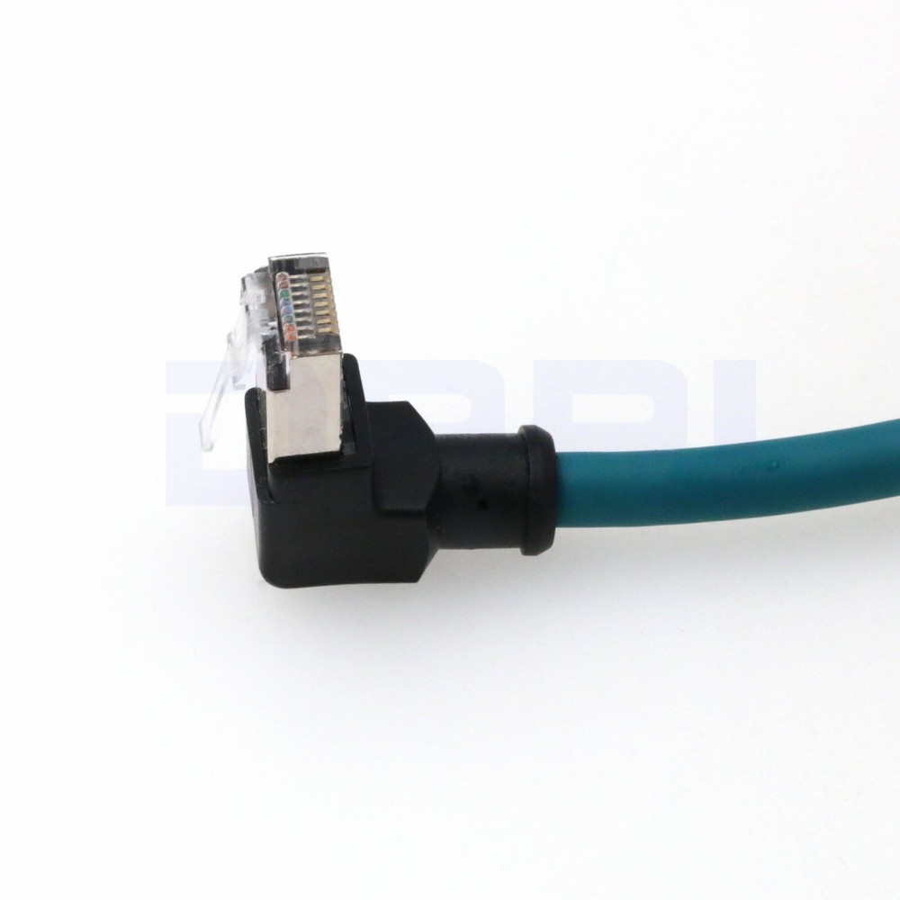 M12 X-Code 8pin to 90 Degree Angle Down RJ45 Cat6 Cable for Machine Vision