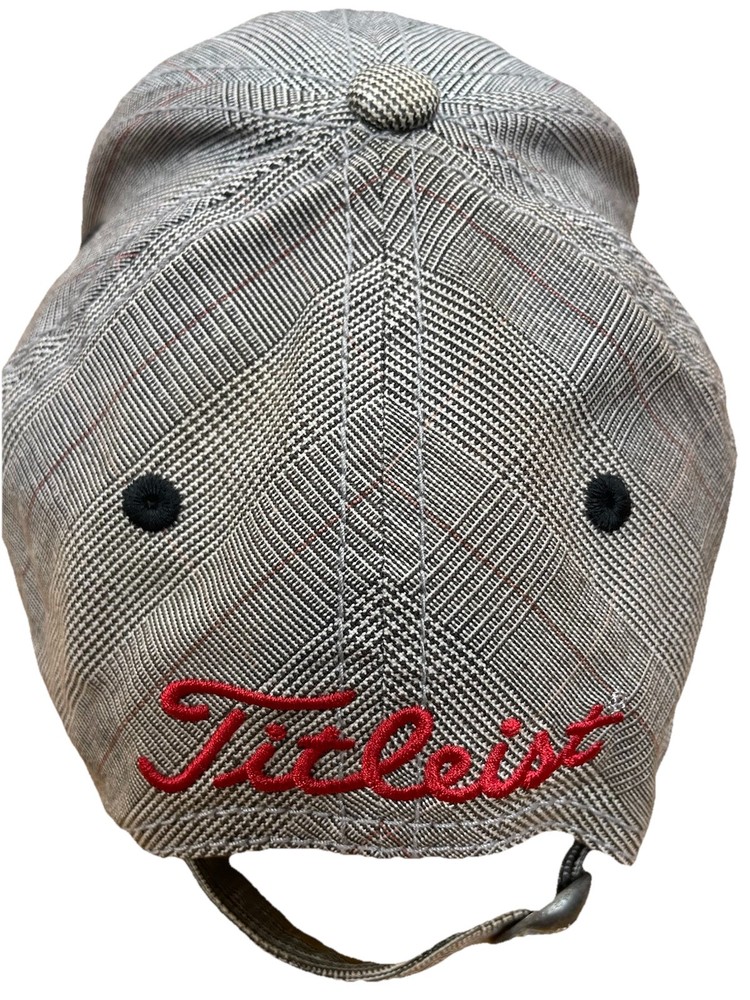 Titleist Golf Hat Adjustable Plaid Gray Black Red Script Cap Pre-Owned