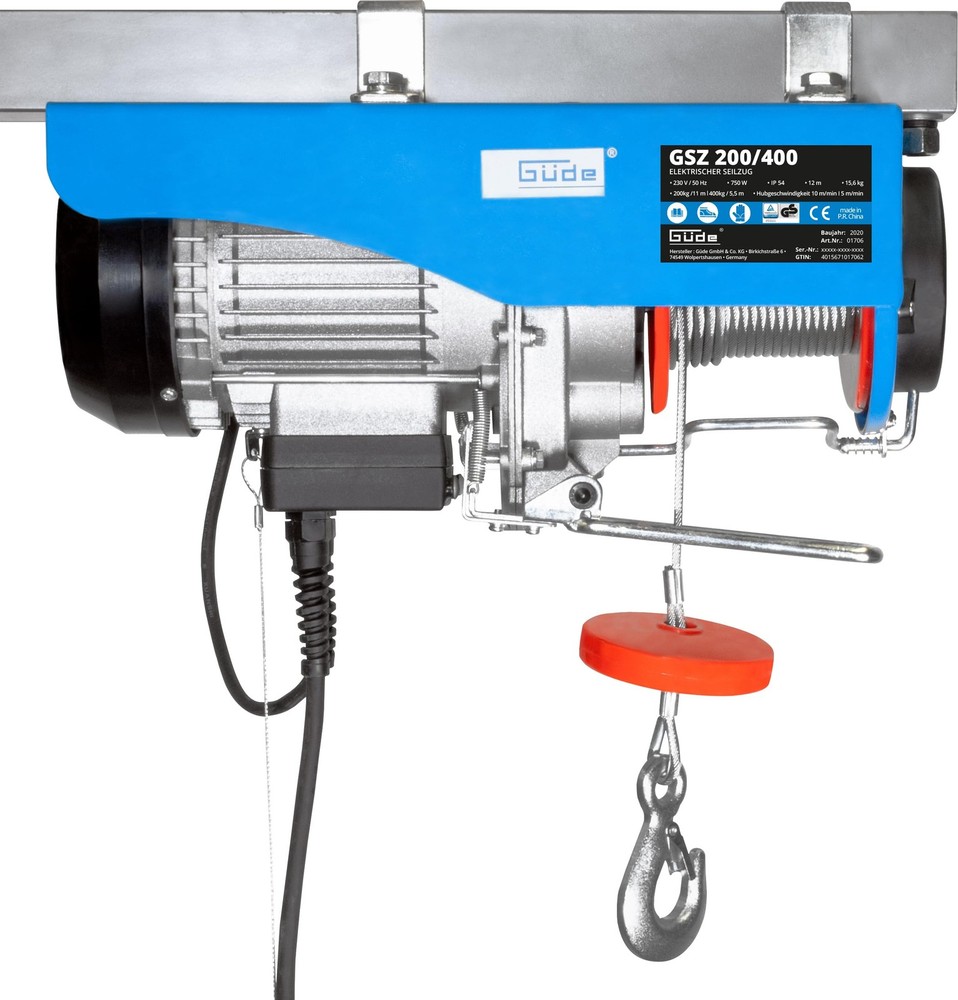 1706 Electric Cable Pull GSZ 200/400 750 W, GStested, Max. Lifting Capacity without/mi...