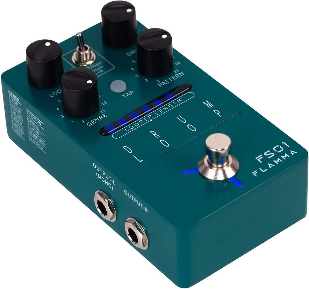 Versatile Drum Machine & Phrase Loop Pedal with 121 Rhythms - Compact Size