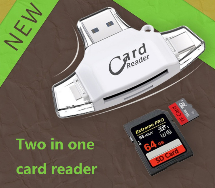 2pcs  SD TF card mobile computer card reader memory card OTG card reader