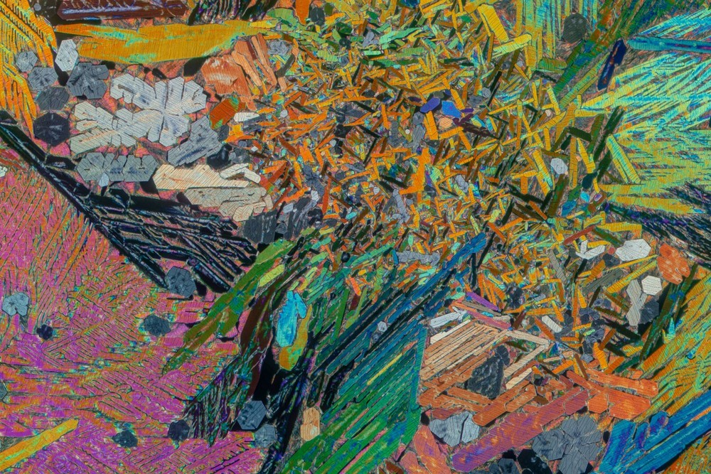 Microscope slide for polarized light NIACIN and CAFFEINE