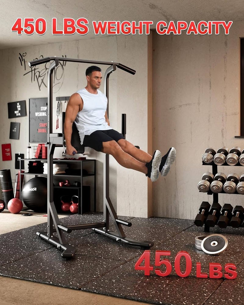 450LBS Power Tower Dip Station, Pull Up Bar for Home Strength Training Workout