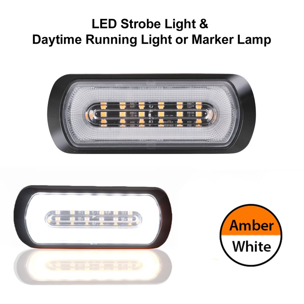 Halo Ring, Dual Function, Amber LED Strobe & White Marker Light R65 Flashing