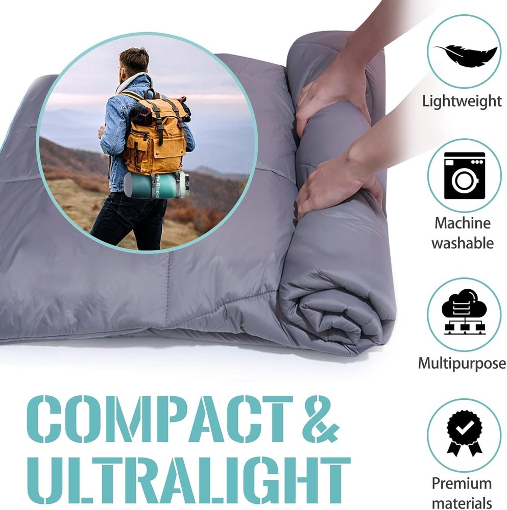 Packable Puffy Blanket - Waterproof Rip-stopped Bag Included