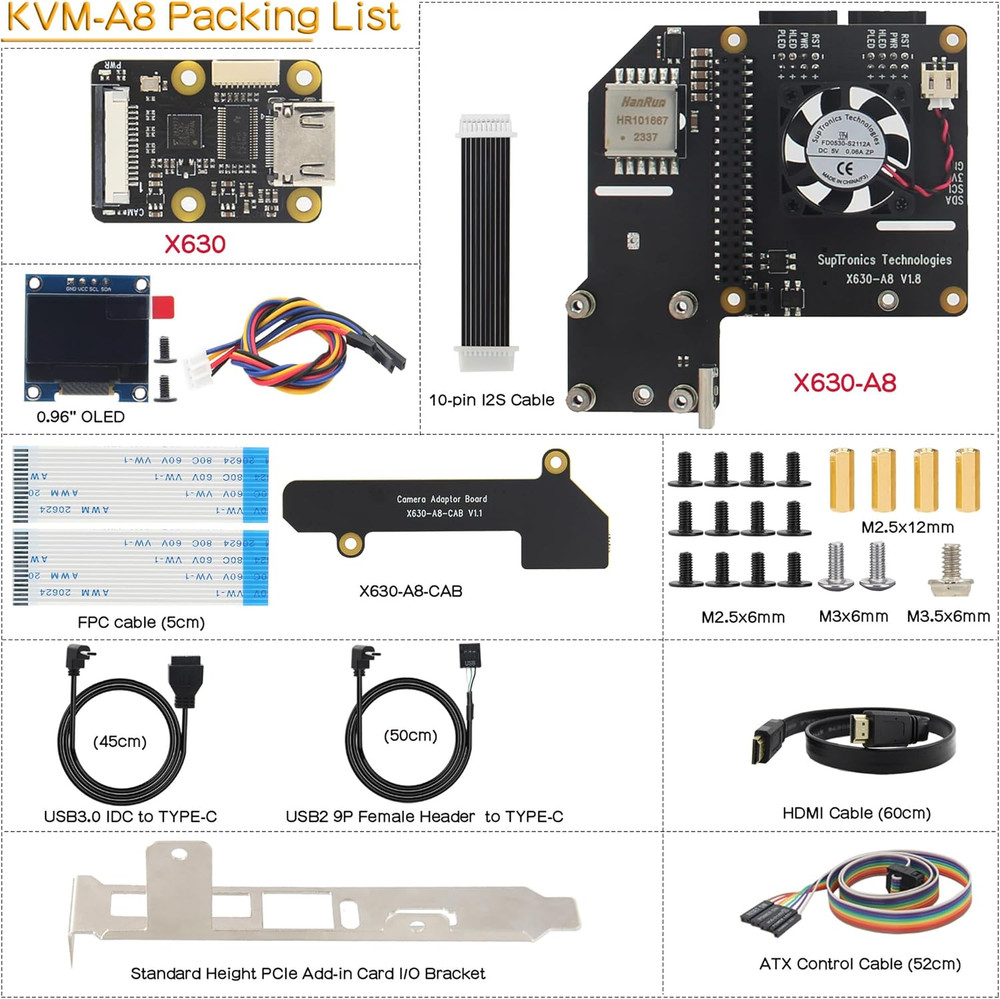 KVM-A8 Pcie Version for Raspberry Pi 4 Model B KVM over IP Support KVM V3 Poe AT