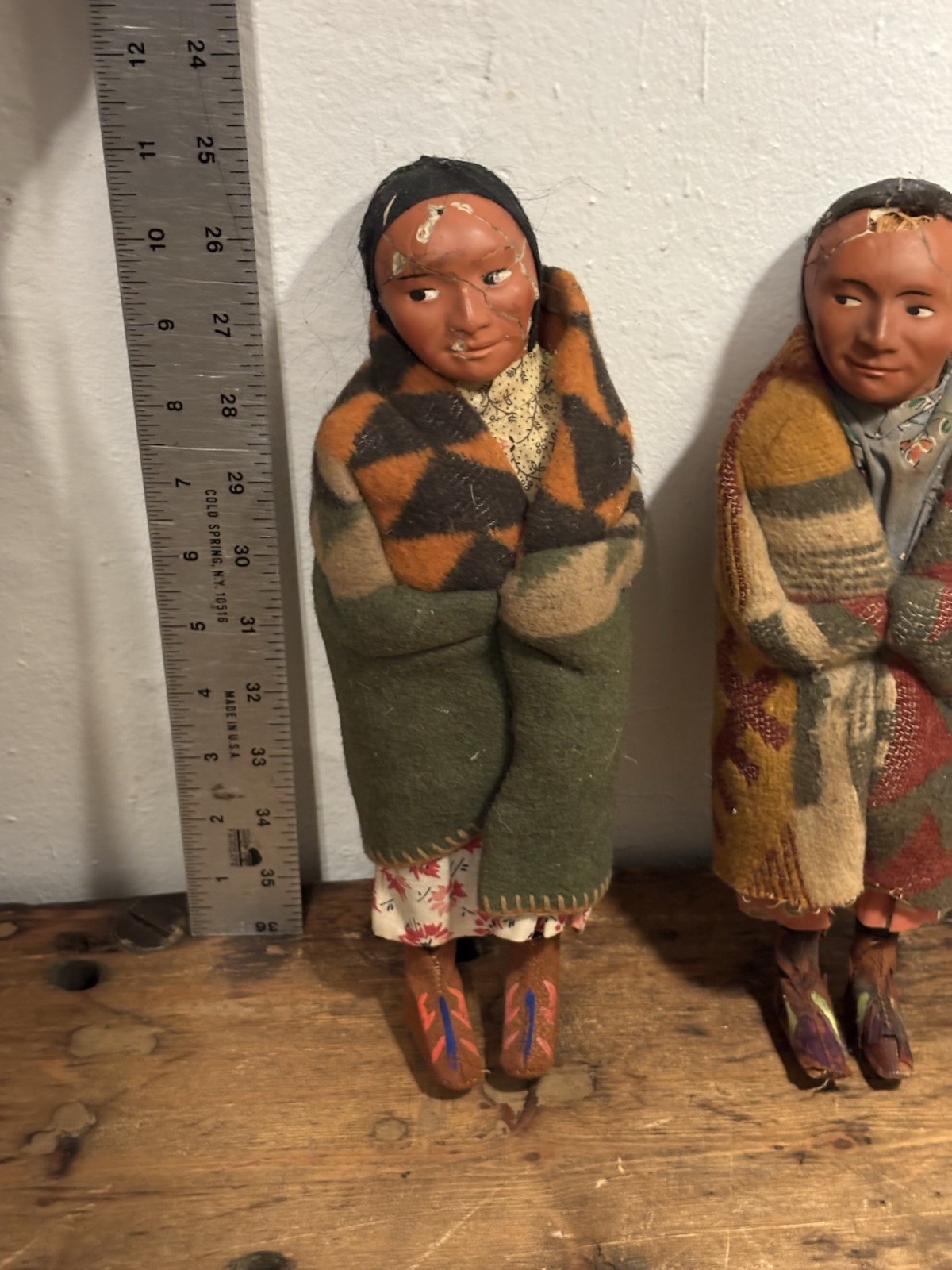 Antique 1920s Skookum Indian Dolls Set of 3 Whirling Log Swastika Bully Good
