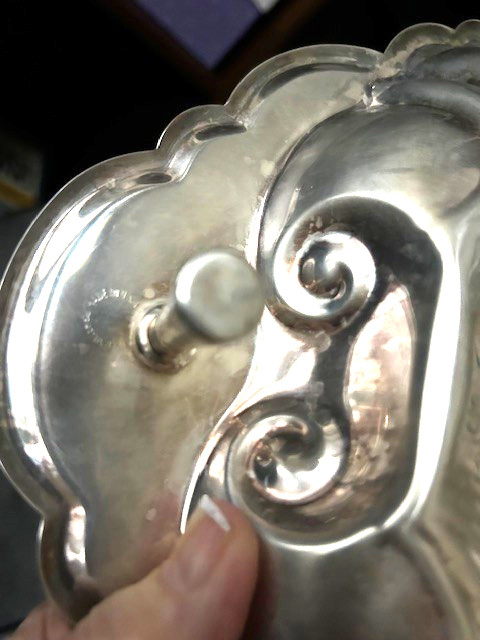 Vintage Silverplate Shell-shaped Serving Dish with Glass Condiment Insert