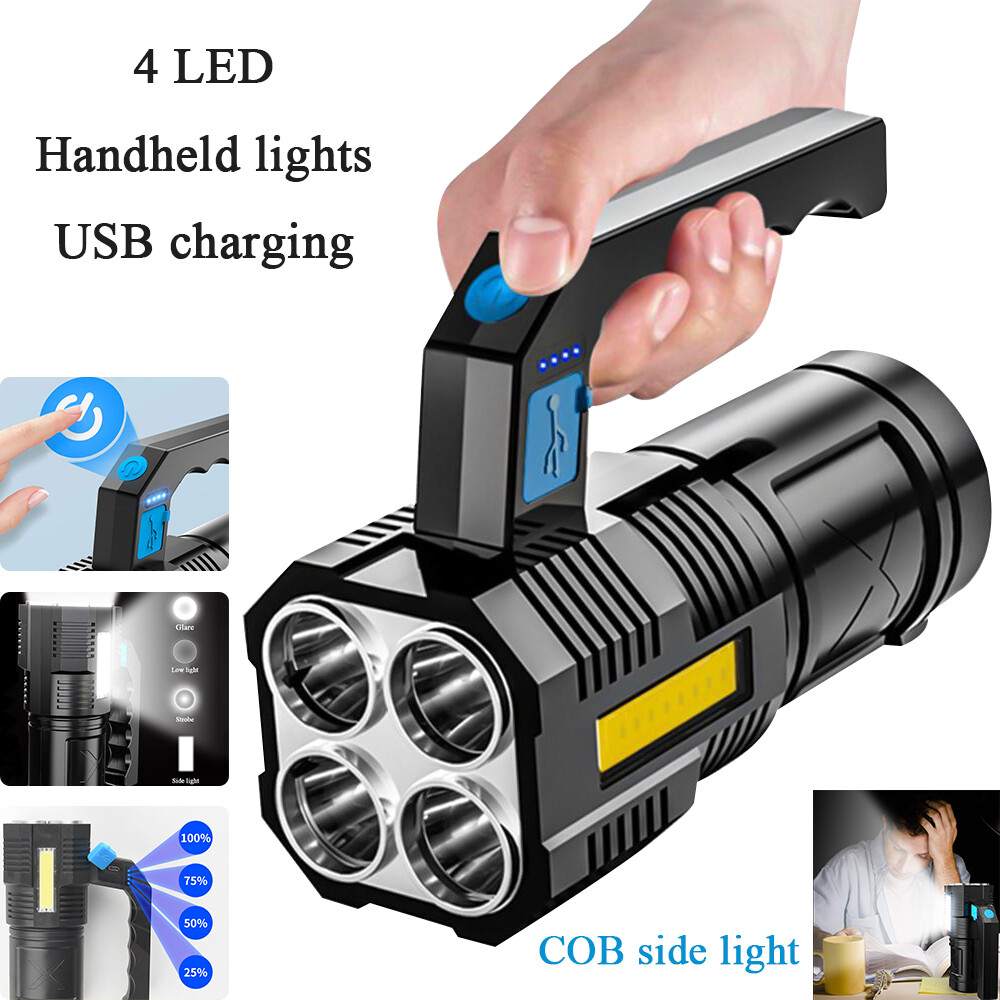 Powerful LED Flashlight Portable Searchlight USB Rechargeable Handheld Spotlight