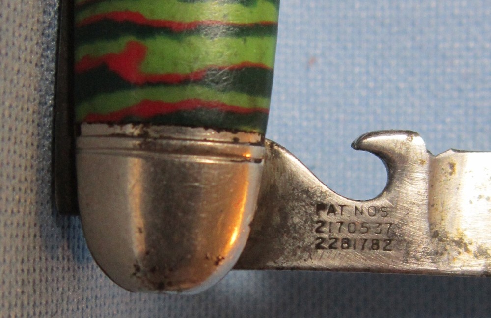 Vintage NO NAME Magic TRICK Opening Senator Knife w/Patterned Celluloid Handle