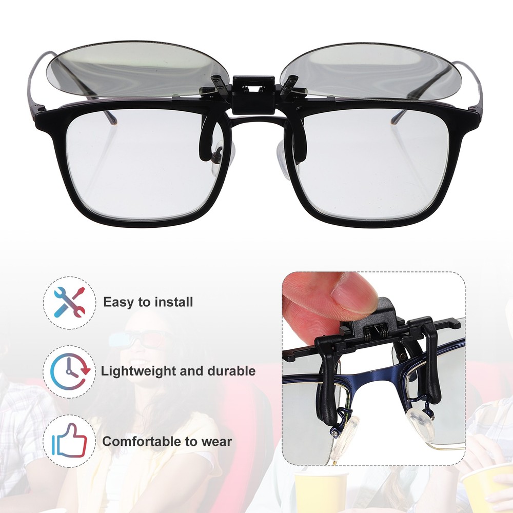 4Pcs Polarized Clip-on 3D Glasses, Passive Circular 3D Viewing Glasses Frames