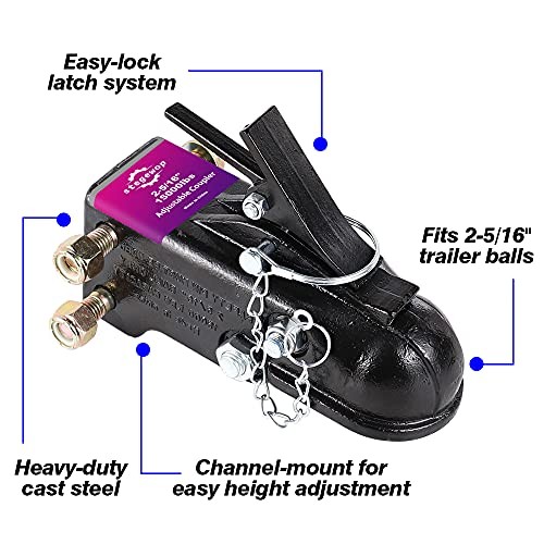 2-5/16" Heavy Duty Adjustable Trailer 15000LBS 2-5/16"Ball Adjustable Black