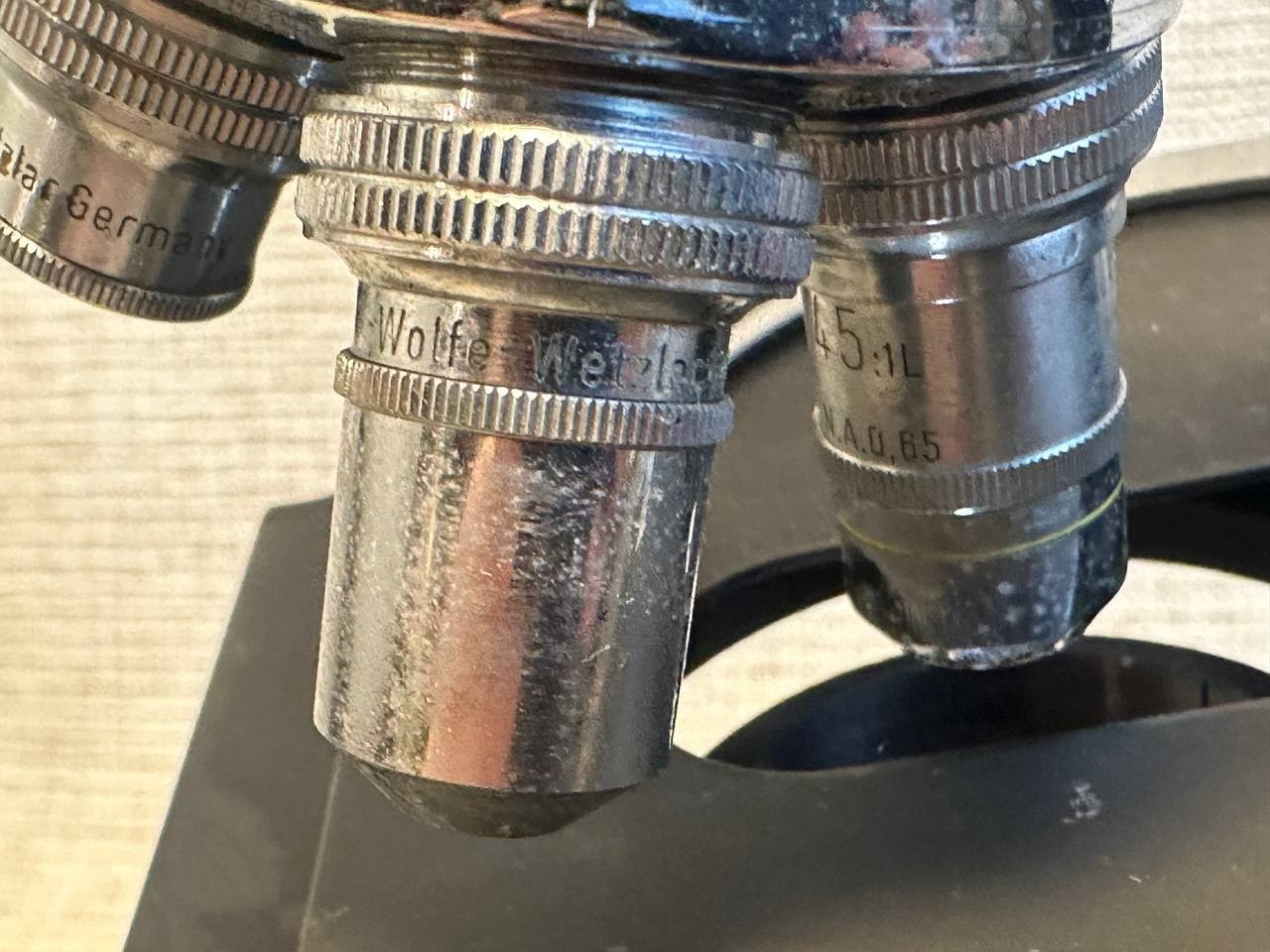 Vintage Wolfe Wetzlar Germany Microscope Carolina Biological 032-1 171