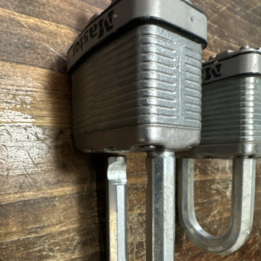2 large master locks with one key fits both