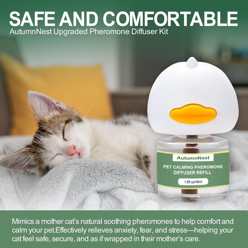 Cat Calming Pheromone Diffuser Set, Pet Calming Plugin Kit 2 Diffusers + 4 Re...