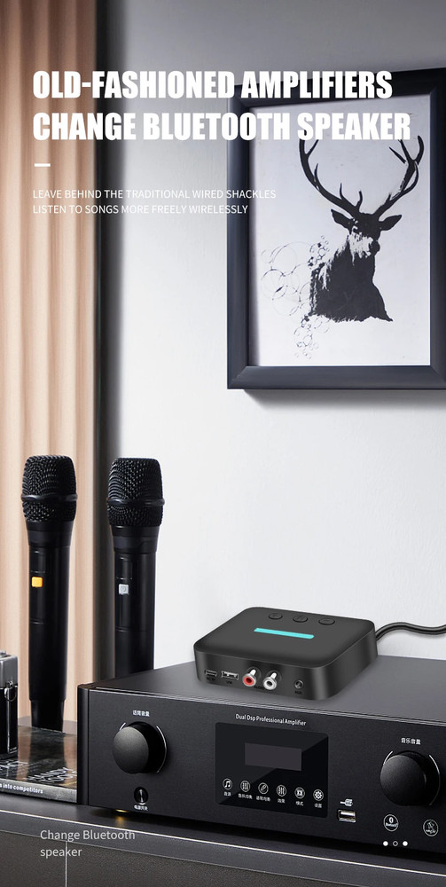 Bluetooth 5.3 Transmitter Receiver 3.5mm AUX RCA For Desktop Speaker Amp