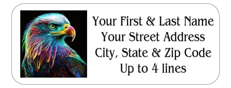 150 Neon Bald Eagle Mailing Return Address Labels Personalized
