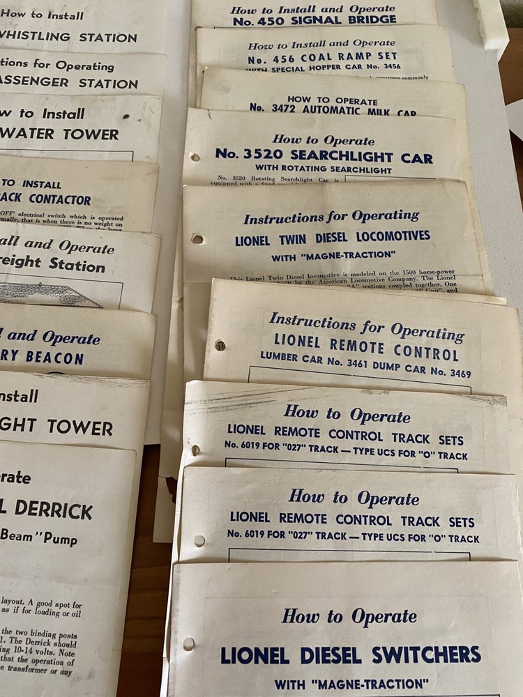 Lionel Postwar Instruction Sheets 15 different