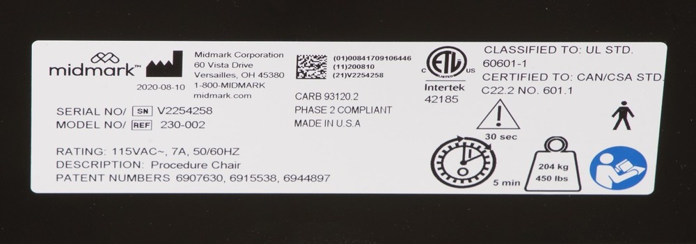Midmark Ritter 230-002 Procedure Chair (FA3)
