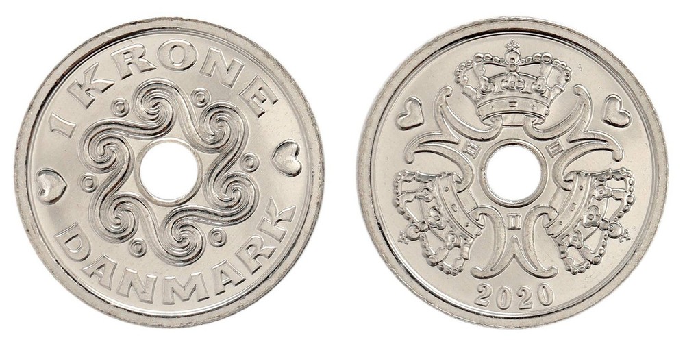Denmark 1 Krone, 2020, KM #873, Mint X 10 PCS