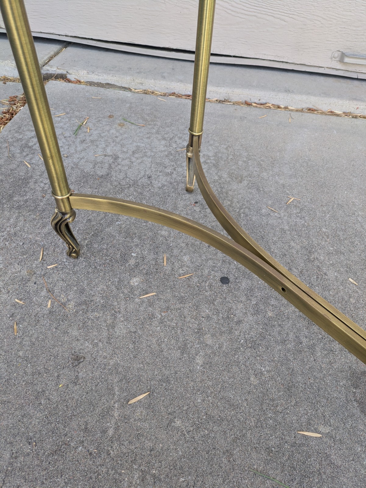 Vintage La Barge Style Glass Brass Console Table Flame Tip Hollywood Regency