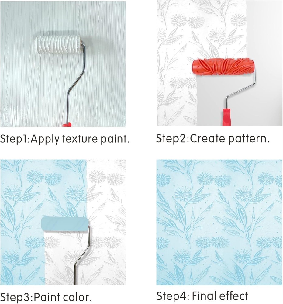 7''Patterned Paint Roller Wall Decoration Classic Brick Embossing Texture Rubber