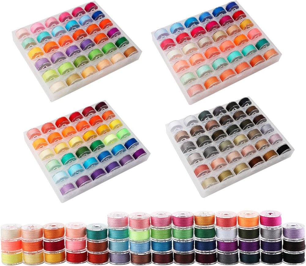 144Colors Prewound Bobbin Thread Plastic Size A SA156 Class 15 Polyester Thread