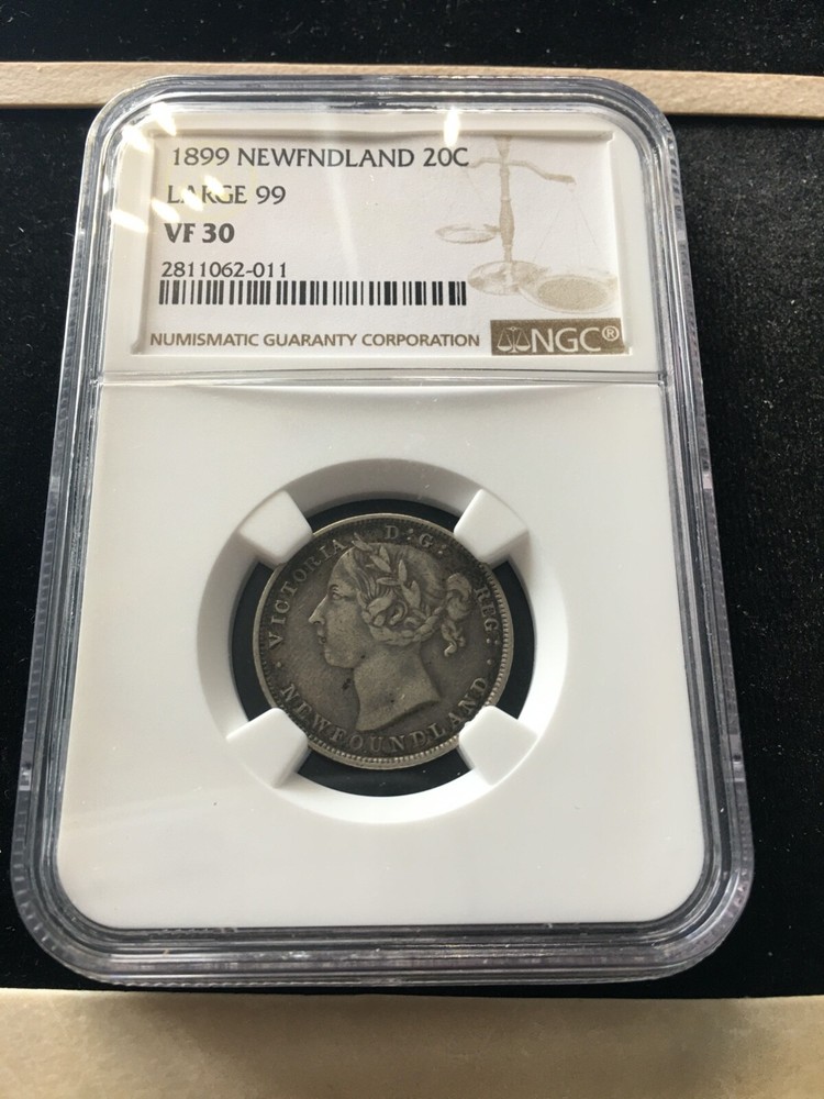 1899  Large 9's  NGC Graded Newfoundland, Silver ¢20 Cent, **VF-30** #011
