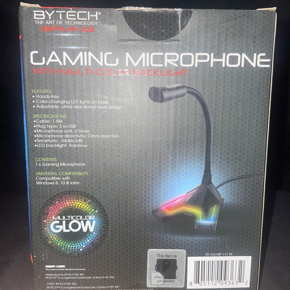New Bytech Adjustable Gaming microphone - new- Multi Color Backlight Hands Free