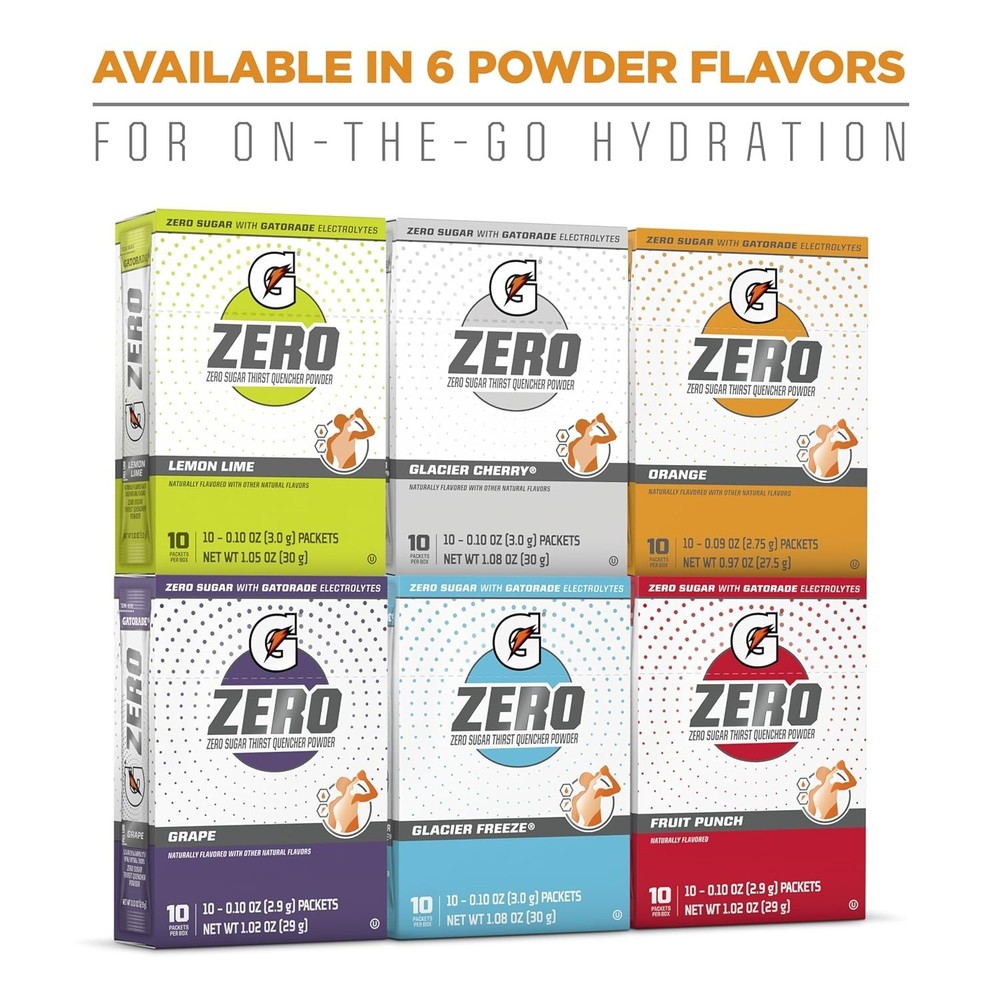 Gatorade Zero Powder Pack - 50 Sticks, Glacier Cherry/