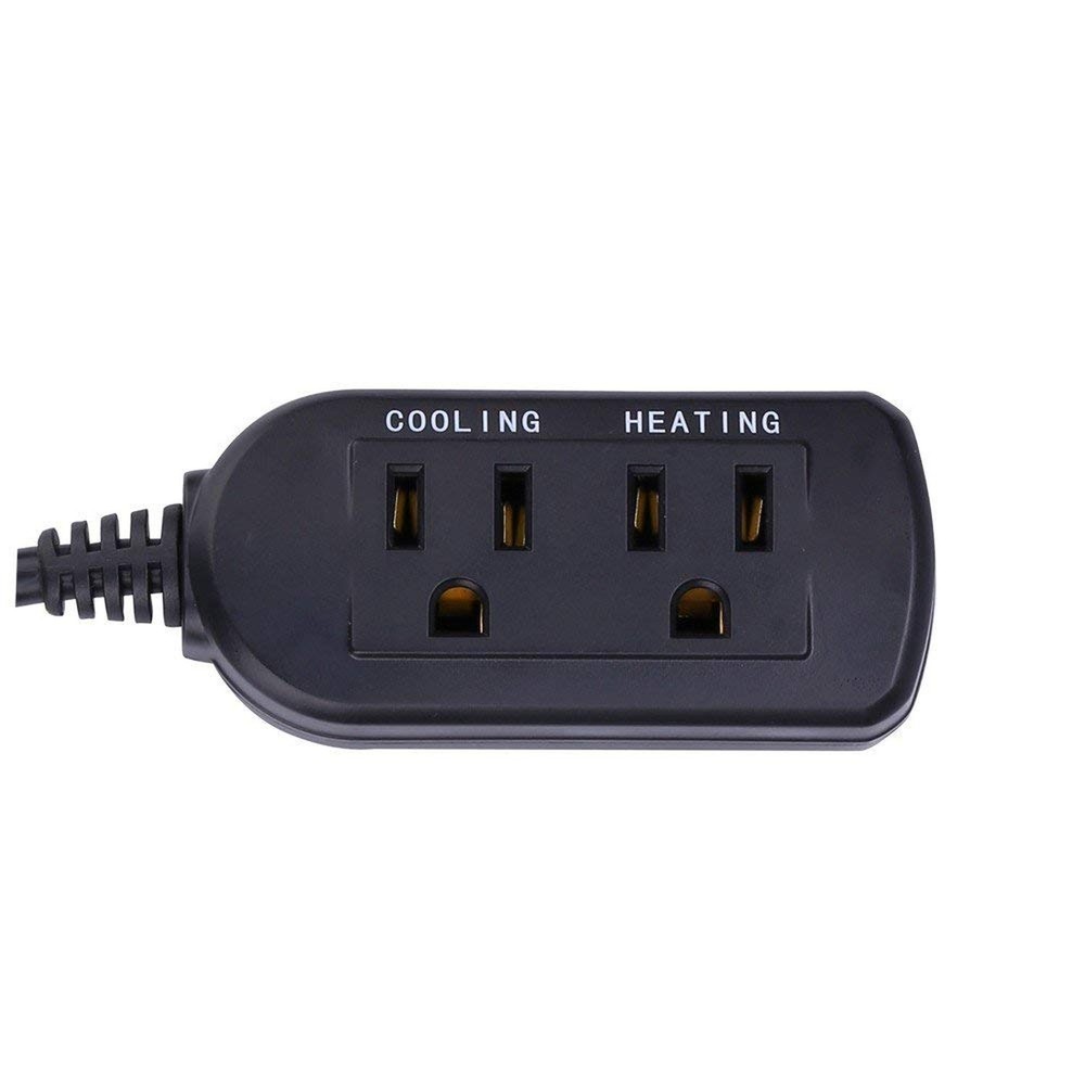 Digital Temperature Controller 2-Stage Thermostat Outlet Heating & Cooling Mo...