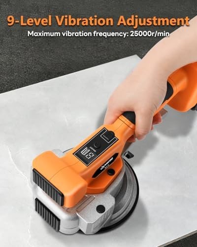 Tile Vibration Tool, Portable Cordless Tile Vibration Leveling Machine with 2 Ba