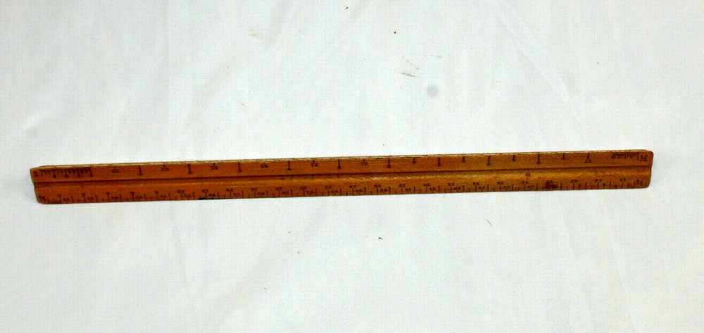 Architectural Ruler Wood E.B.B. & S. NY Triangle 12" Engineering Drafting Tool